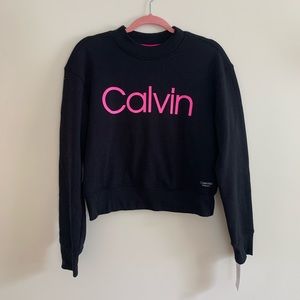 NWT CALVIN KLEIN BLACK CROPPED CREWNECK